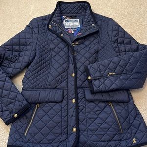 Joules navy blue quilted zip/snap jacket Sz 12